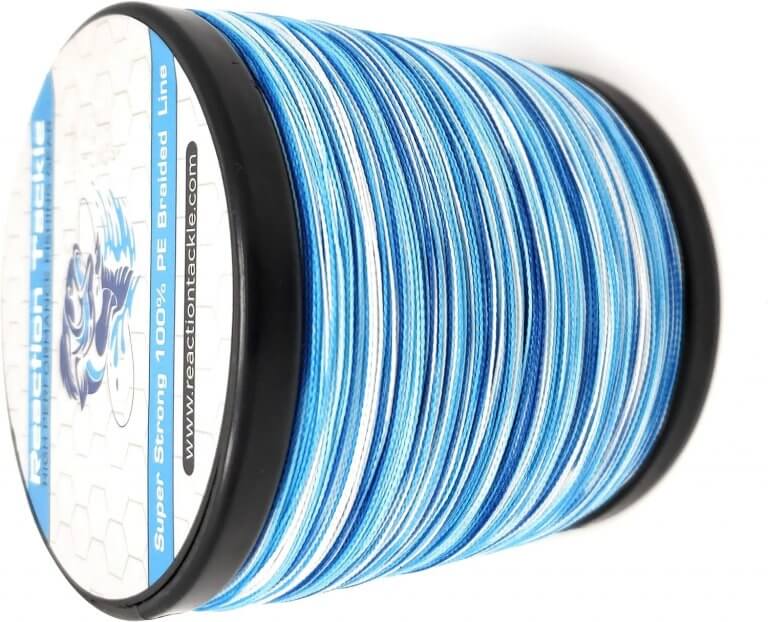 Meilleur fil de pêche. Bobine de fil de pêche solide, bleu et blanc.
