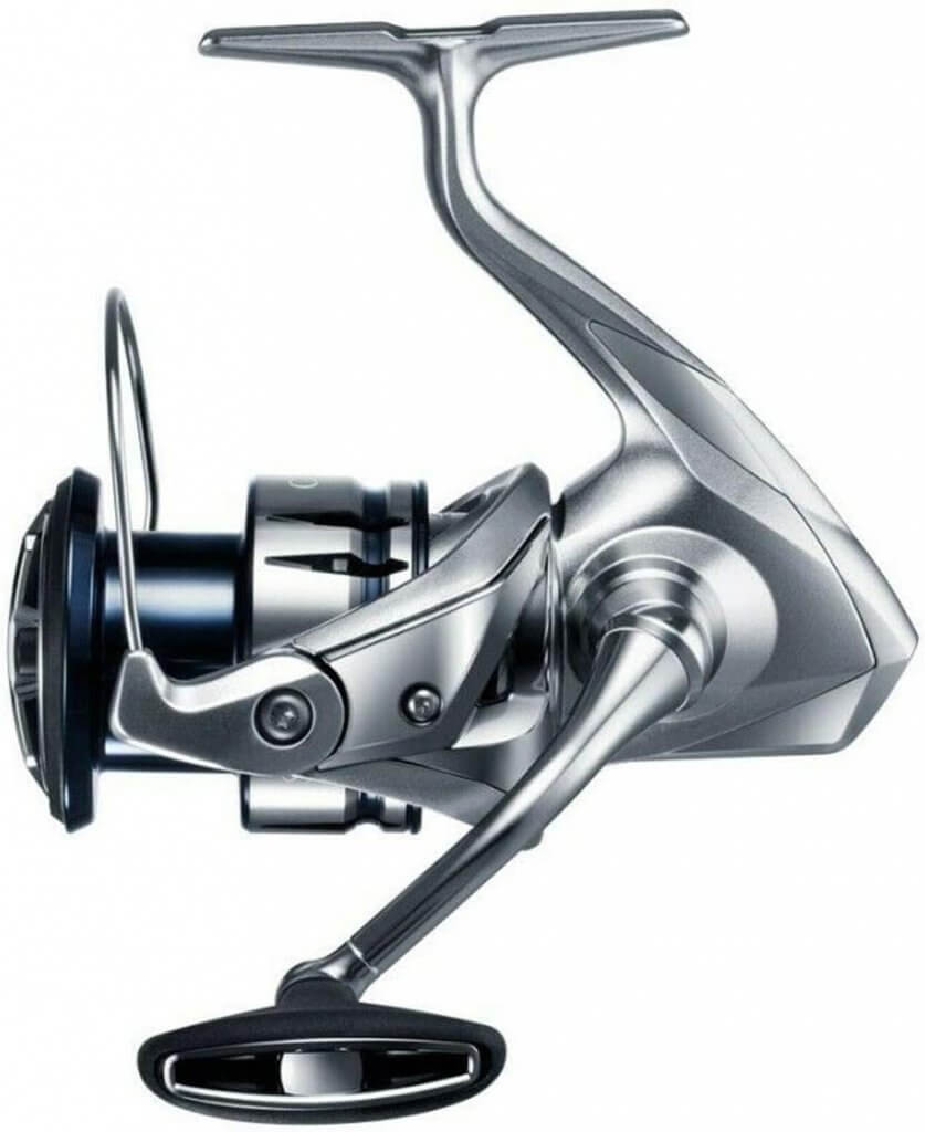Poignée ergonomique et mécanisme interne du Shimano Stradic FL, idéal pour la pêche aux leurres.